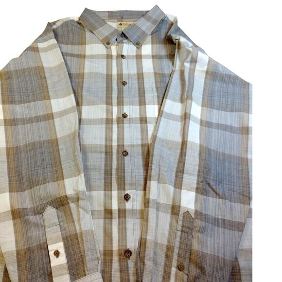 Haggar Big Men's Gray Plaid Button Down Long Sleeve Shirt - Size XXL - Picture 1 of 4